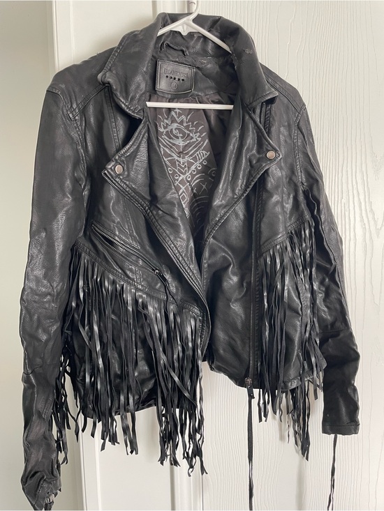 Blancknyc Jackets & Blazers - Black Leather Fringe Moto Jacket by Unbranded
